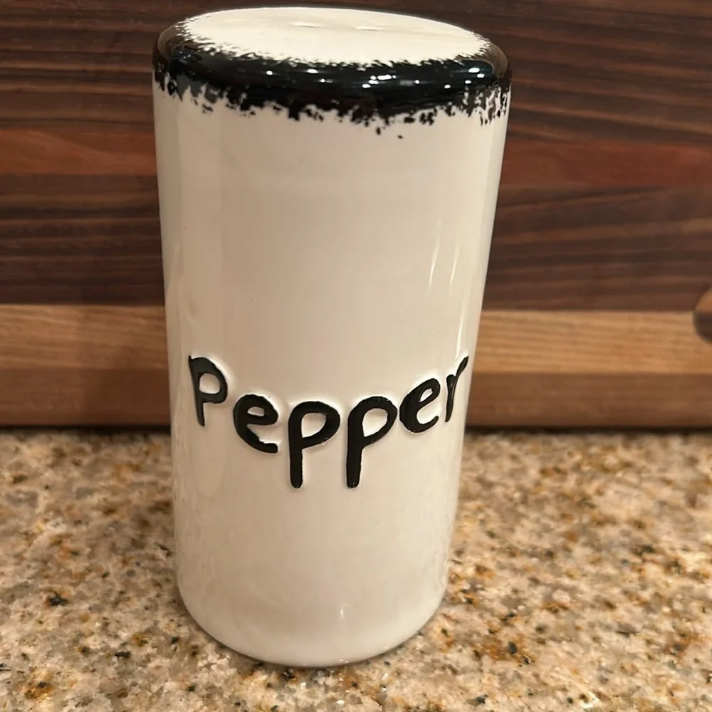 Vintage Black and White Ceramic Salt and Pepper Shakers